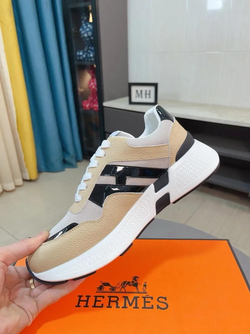 Men's shoes💰580🌸🌸【HERMES】Hermès high-end quality original shoe upper: 🔝tumbled calfskin, suede calfskin, shoe body sewn H totem, outsole: ultra-light TPU foam·rubber; two-color molded outsole, ultra-high quality control·fine workmanship: highlighting (high-end·luxury·grade) 38-44 (45 can be customized)
